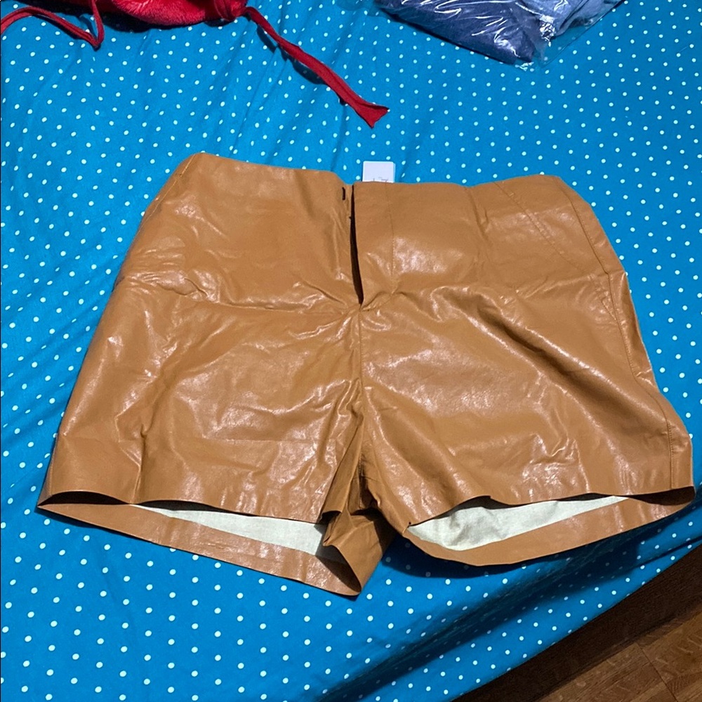 Joe's Jeans High-Waist Faux Leather Shorts in Cognac Brown
